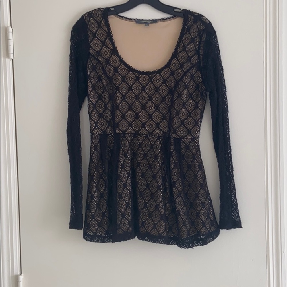Peplum sheer lace top